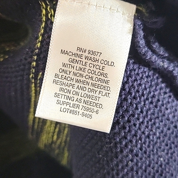 LIZ CLAIBORNE Ombre Neon Yellow Green To Navy Blue Sweater Size L - Picture 3 of 7